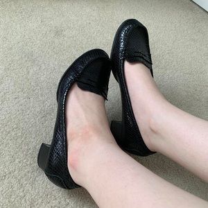 black heeled loafers by easyspirit